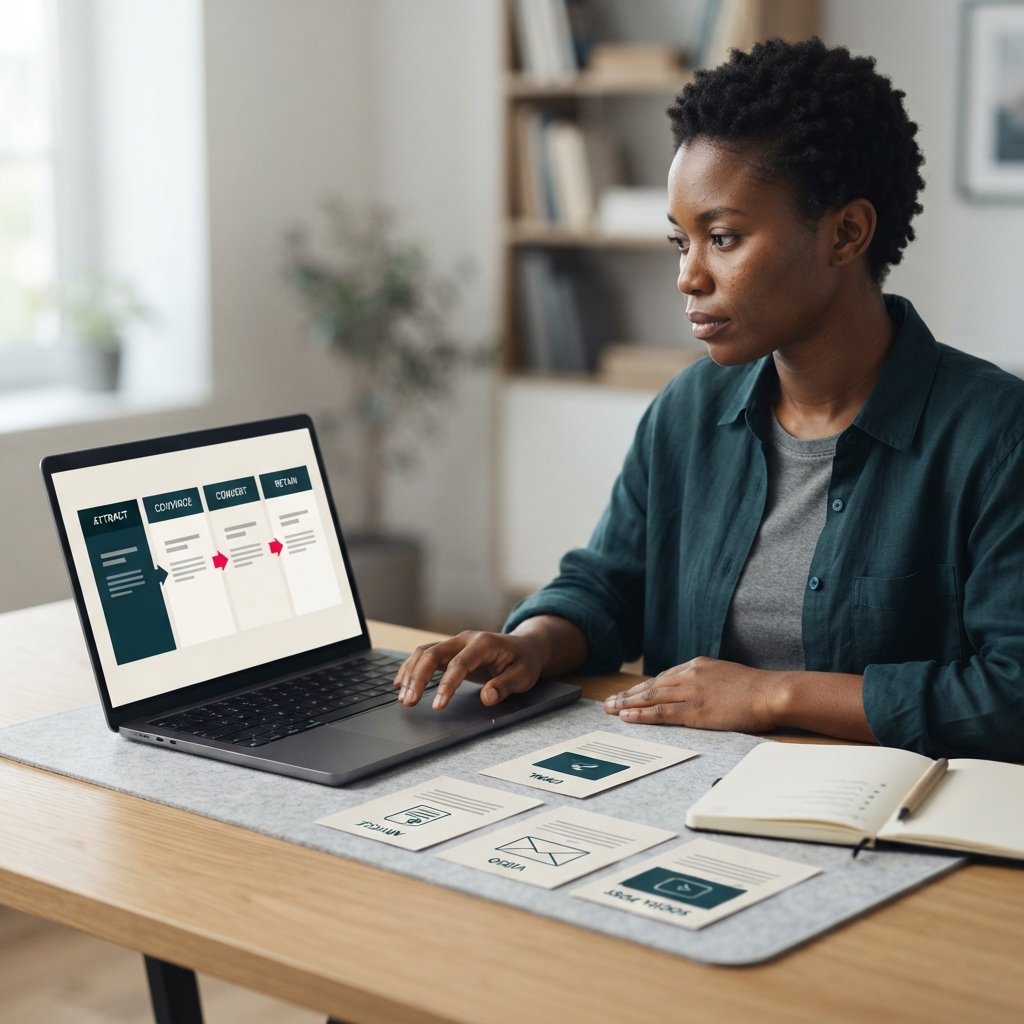 Professionnelle du marketing organisant une stratégie de contenu multicanale.